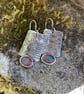 Oxidised sterling silver and opal industrial look earrings