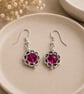 Message in a Bottle Hot Pink Crystal Earrings – Sterling Silver Hooks - Image 2