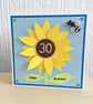 Sunflower and quilled bee birthday card - personalise to any age - Image 7