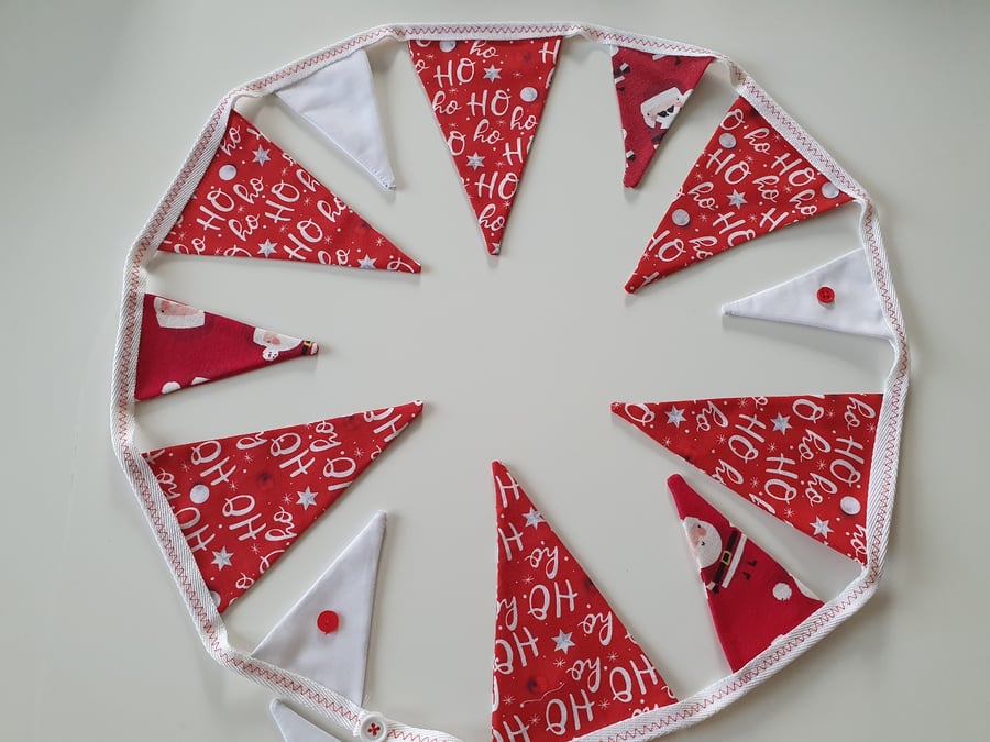 Ho Ho Ho Bunting on White Binding