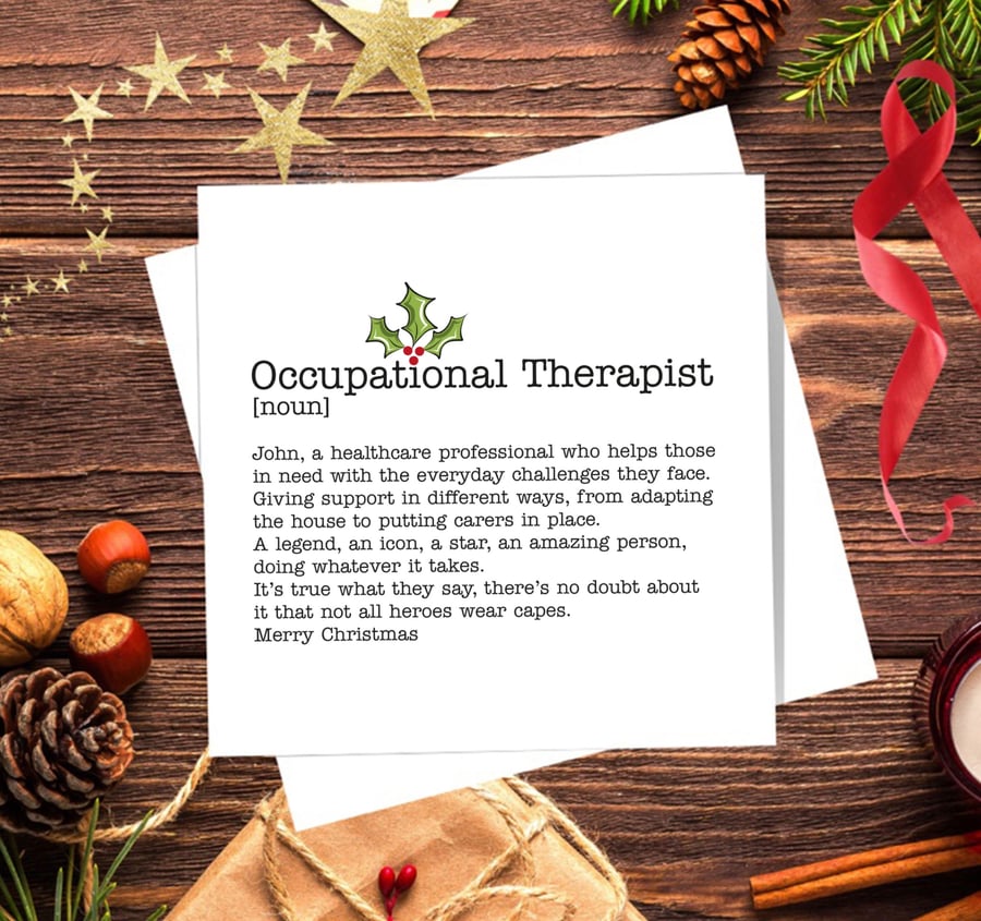 Occupational Therapist Definition Christmas Card - Blank Inside