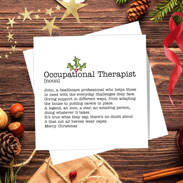 Occupational Therapist Definition Christmas Card - Blank Inside
