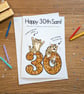 Funny Cat 30th Birthday Card and badge, Sarcastic Milestone Celebration A5