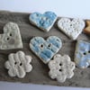 Buttons and Hangings in Ceramic Hearts Flowers and Stars -Pack 3