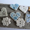 Buttons and Hangings in Ceramic Hearts Flowers and Stars -Pack 3