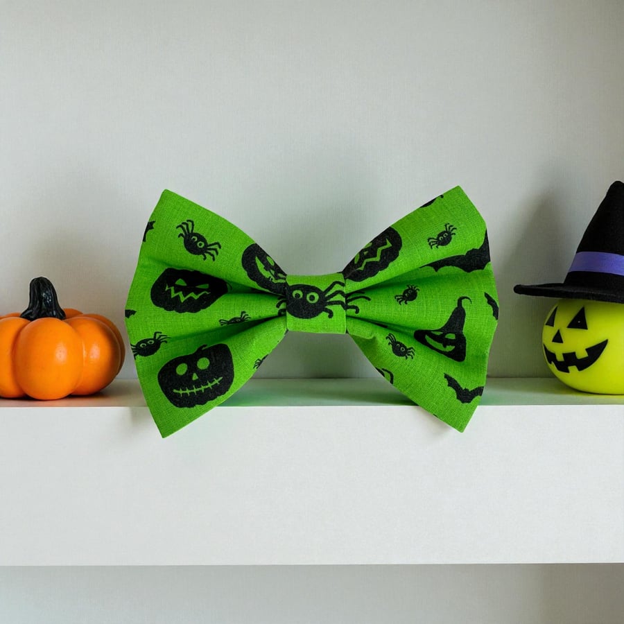 Green Halloween Handmade Dog Bow Tie 