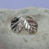Fine silver leaf stud earrings