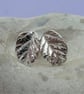 Fine silver leaf stud earrings - Image 1