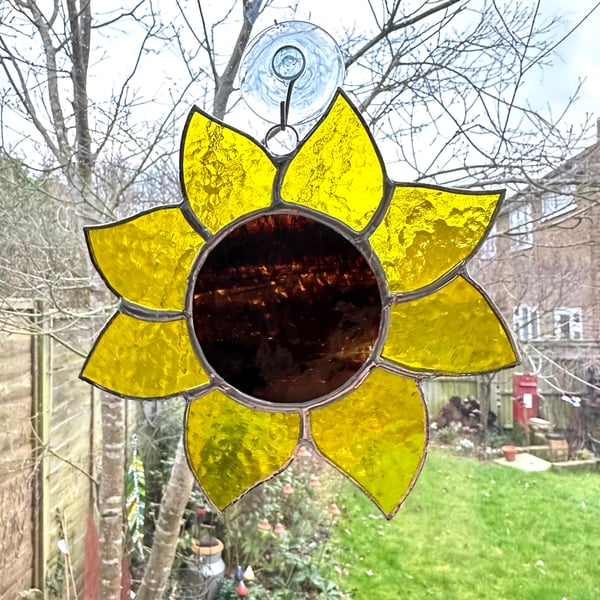 Stained  Glass Sunflower Suncatcher - Handmade Window Decoration