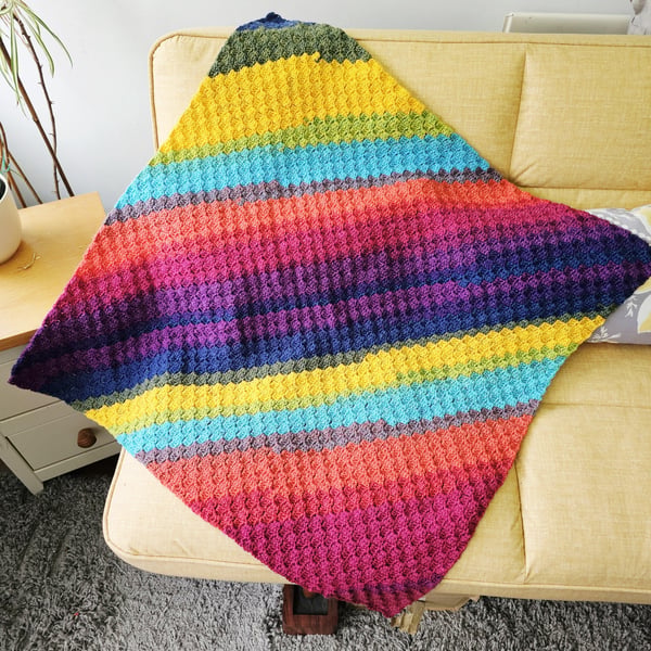 Colourful Square Lap Blanket, Vibrant Crochet Knee Warmer