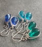 Cobalt blue teardrop earrings, Sterling silver ear wires - Image 8