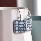 Navy blue square drop earrings