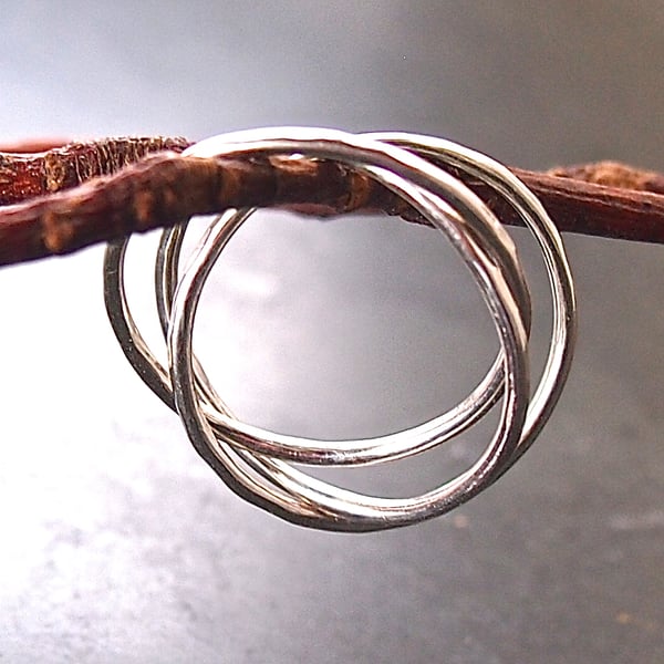 Three Linked Silver Skinny Rings