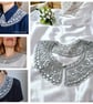 Hand crochet silk detachable collar, Lace knit necklace, Retro style collar - Image 3