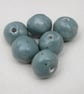 6 Medium Sage Green Glazed Clay Beads - Image 1
