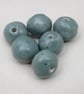 6 Medium Sage Green Glazed Clay Beads