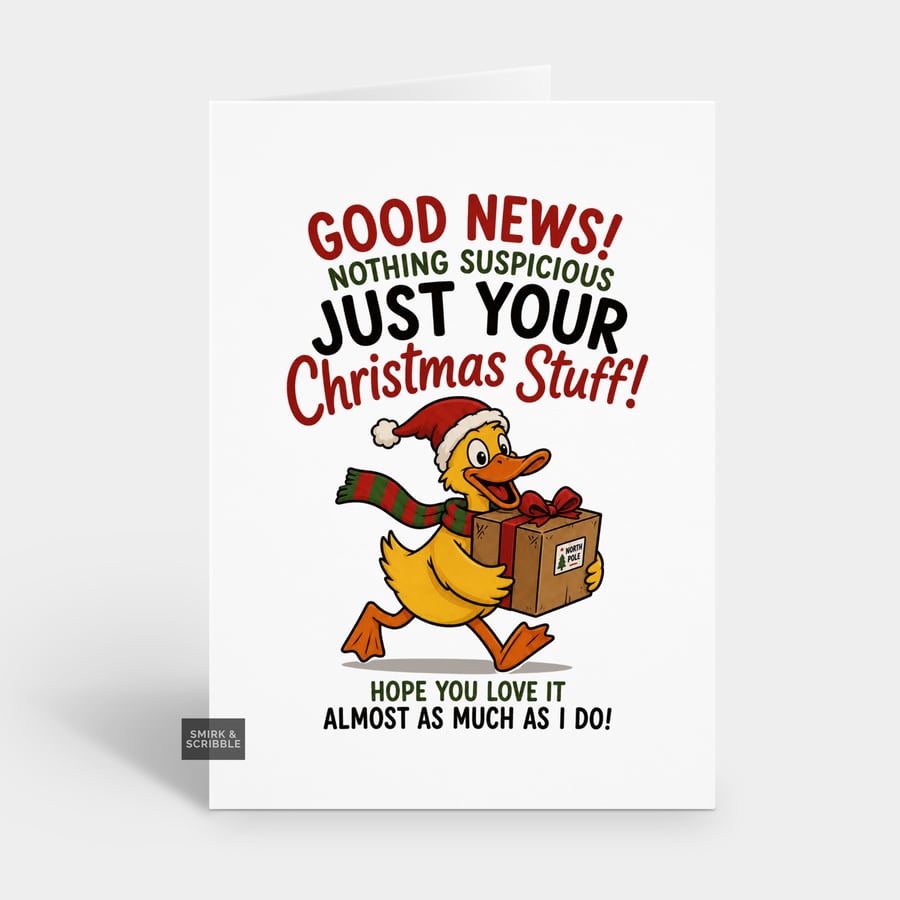 Image of Funny Christmas Card For Him Or Her - Your Stuff Duck