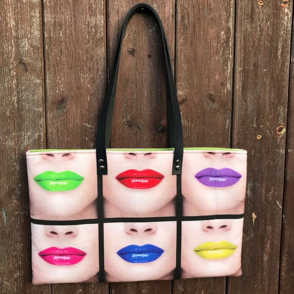 Lipstick Lips Large Tote Bag