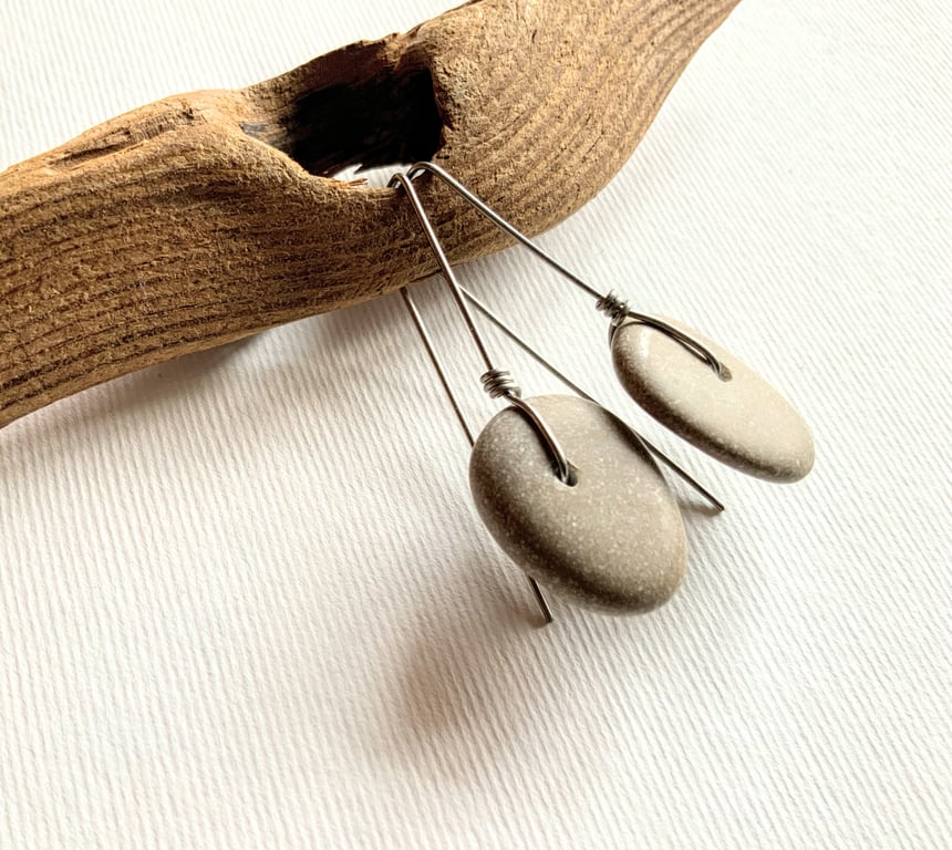 Beach Pebble Contemporary Earrings 