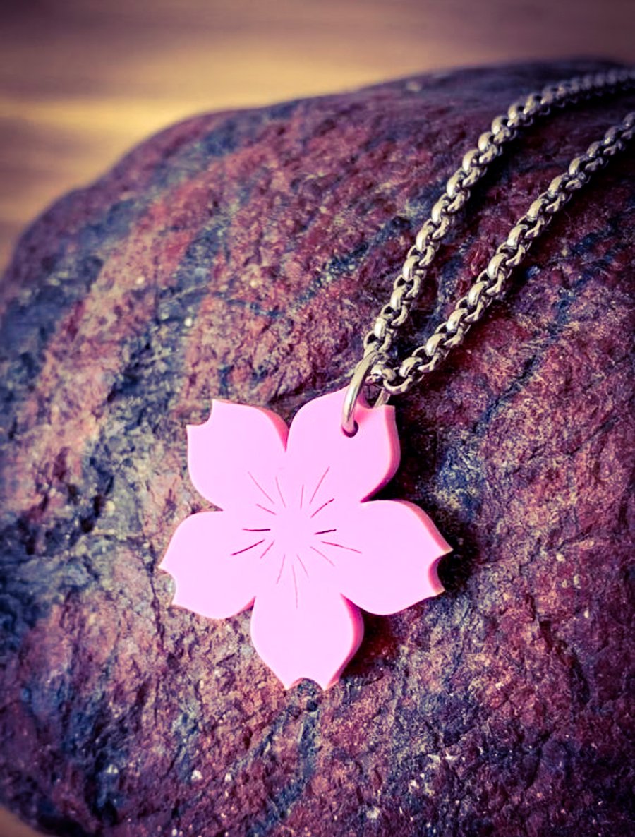 Cherry Blossom Acrylic Necklace