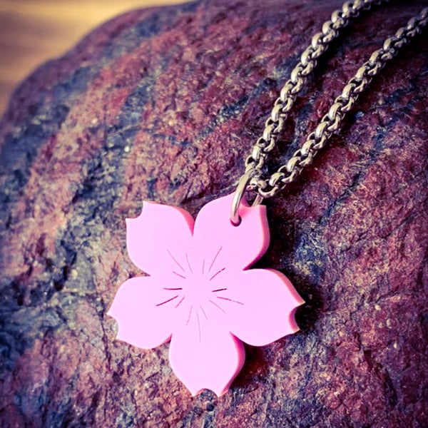 Cherry Blossom Acrylic Necklace
