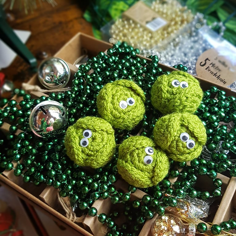 Crochet Christmas Brussels Sprouts Pack x 5