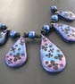 Metallic Blue & Purple 5-Teardrop Statement Necklace on Adjustable Leather Cord - Image 2
