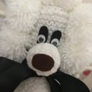 Sally - a sparkly white Gin Poodle with a chic black satin ribbon bow