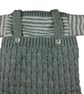 Hand knitted baby jumper dungarees and hat set grey and white   - Image 9