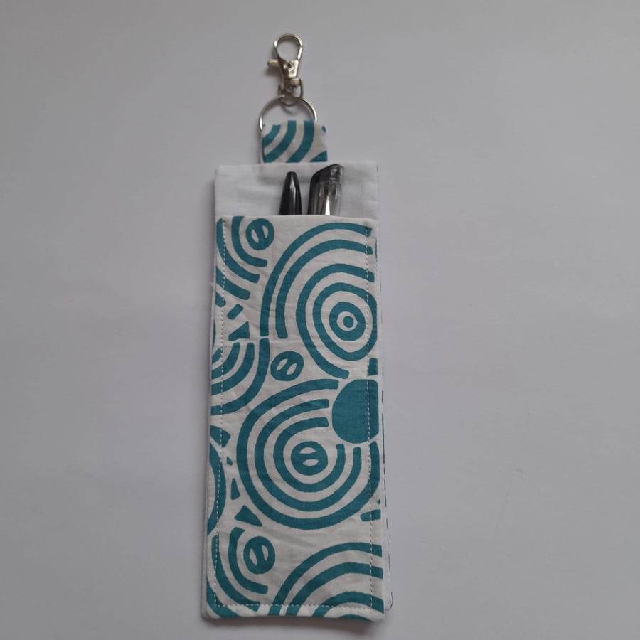 Lanyard Pen Holder with Teal Circle Design