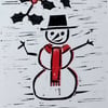 Snowman lino print Christmas cards 