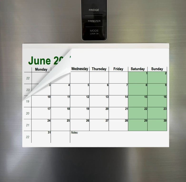 2027 Magnetic Fridge Calendar A4 Paper 12 Monthly Tear Off Planner Green