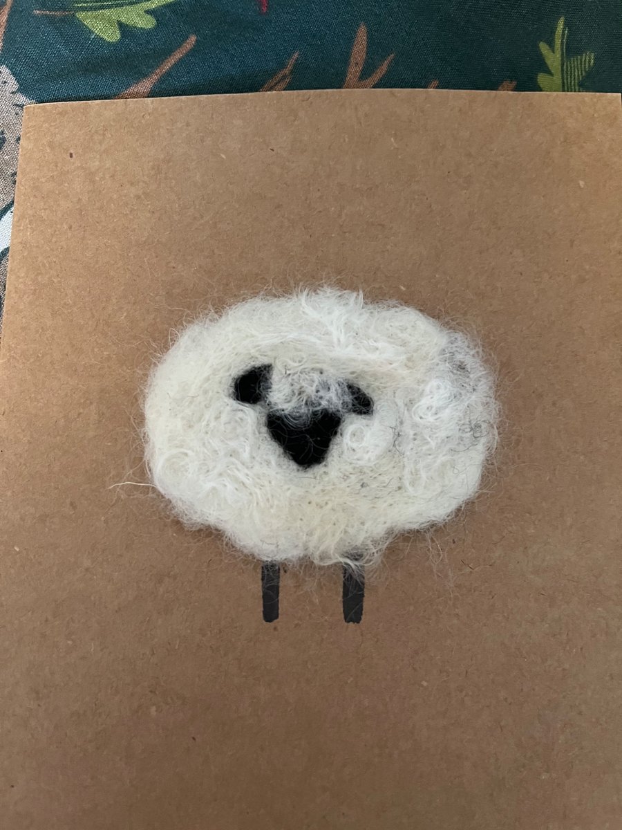 Needle felt sheep card