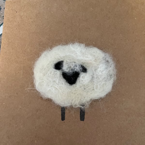 Needle felt sheep card