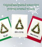 Hand painted Christmas cards, watercolour tree,baubles, holly, wreath, pine cone