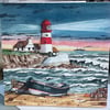 Lighthouse on a rugged seashore Fathers day card