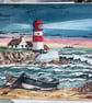 Lighthouse on a rugged seashore Fathers day card - Image 1
