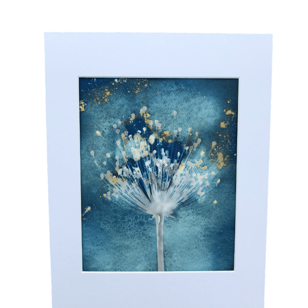  Botanical Art in Cyanotype, Wall art, mounted ready to frame. 