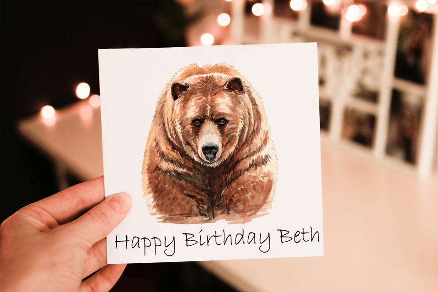 Brown Bear Birthday Card, Card for Birthday, Birthday Card, Friend Birthday Card