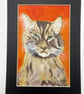 Original painting of a cat . 5x7" in acrylics pet portrait  - Image 1