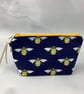Bees makeup bag, Bumble bee zip bag, 2 pattern and size options, Handmade - Image 2
