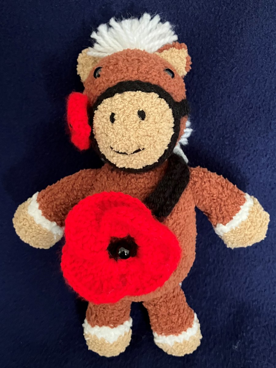 Remembrance Red Poppy knitted Horse