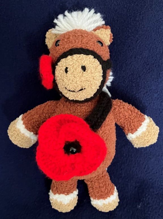 Remembrance Red Poppy knitted Horse