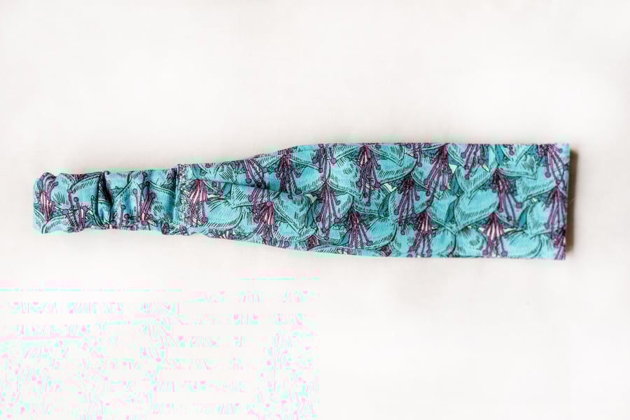 Purple and turquoise modern floral headband, hairband