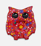 Red Owl Teaspoon Rest, Colourful Handmade Clay Spoon Holder - Image 2