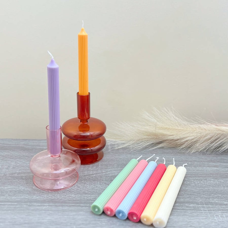 Pastel Dinner Table Candle - Soy Candlesticks  Colourful Dinner Candle Sticks