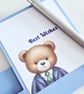 "Good Luck In Your New Job" Blue Handmade Stepper Card With Teddy Bear In Suit - Image 5