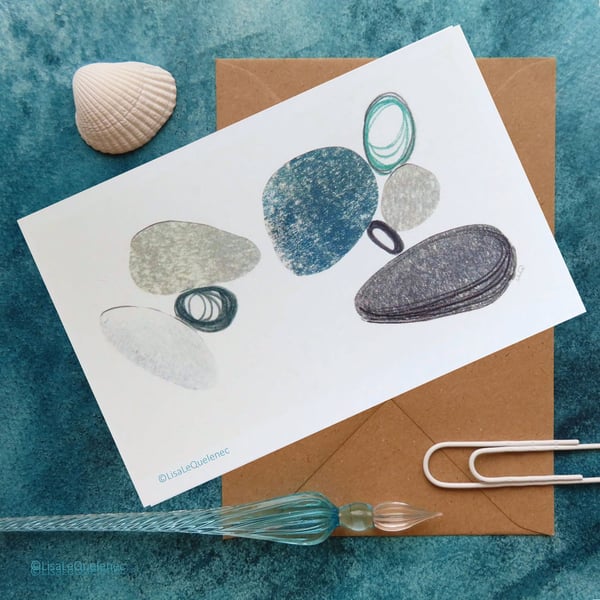 pebbles II an abstract collage zen art minimalist art plastic free