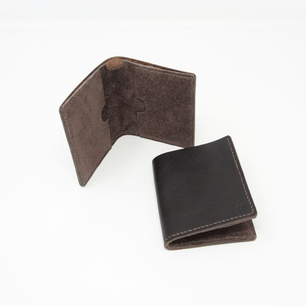 Brown leather slim bifold wallet