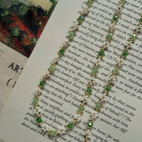 Green Garden Beaded Necklace&Bracelet Set  handmade jewellery gifts